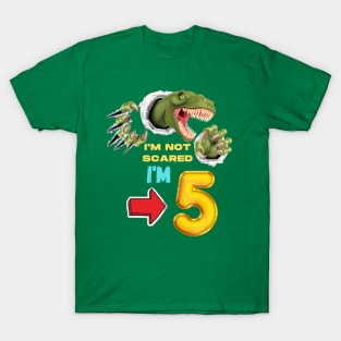 5th Birthday Dinosaur Roaring T-Shirt